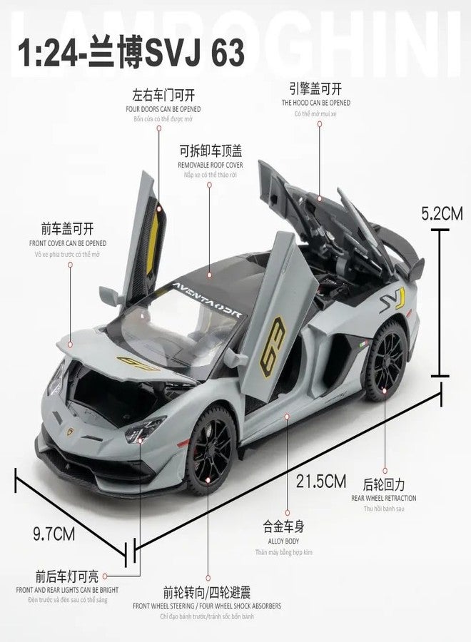 KENIRY Scale Exclusive Alloy Metal Pull Back Die-cast Car Model with Sound Light Mini Auto Toy for Kids Metal Model Toy Car with Sound and Light (1:24 Scale Lamborghini SVJ 63 -Green) - Image 5